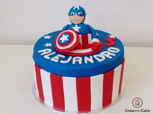 tarta fondant decorada capitan america